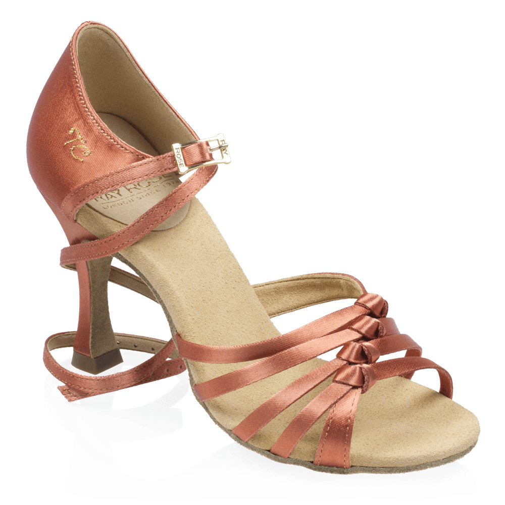 824-X Tania Xtra | Dark Tan Satin | Ladies Latin Dance Shoes - Ladies Latin & Salsa Dance Shoe – 824-X Tania by Ray Rose