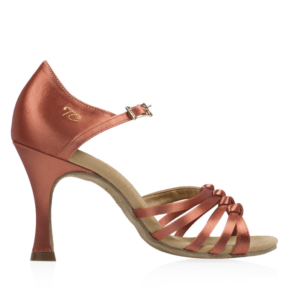 824-X Tania Xtra | Dark Tan Satin | Ladies Latin Dance Shoes