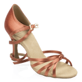 825-X Drizzle Xtra | Dark Tan Satin | Ladies Latin Dance Shoes