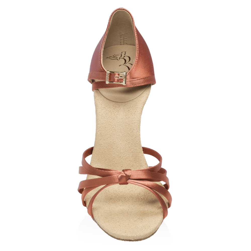 825-X Drizzle Xtra | Dark Tan Satin | Ladies Latin Dance Shoes