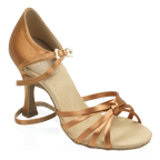 825-X Drizzle Xtra | Light Tan Satin | Ladies Latin Dance Shoes