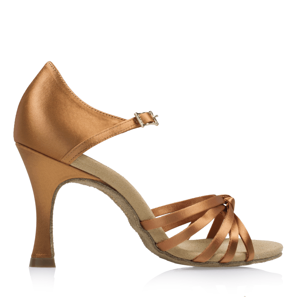 825-X Drizzle Xtra | Light Tan Satin | Ladies Latin Dance Shoes