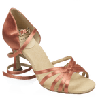836-X Hygea Xtra | DarkTan Satin | Latin Dance Shoes