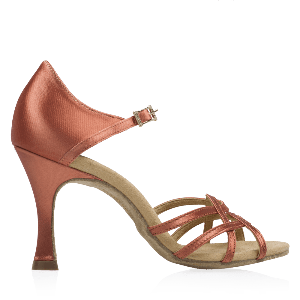 840-X Gobi Xtra | Dark Tan Satin | Ladies Latin Dance Shoes