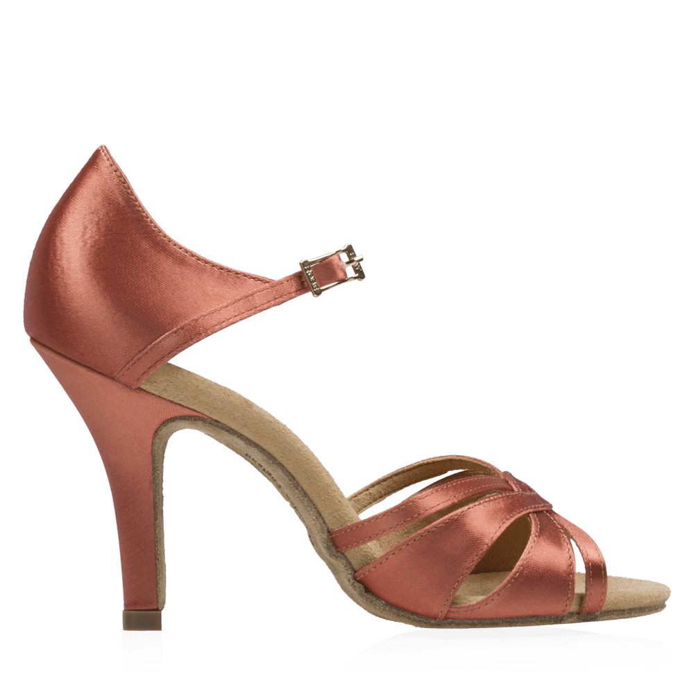 884-X Aura Xtra | Dark Tan Satin  | Latin Dance Shoes