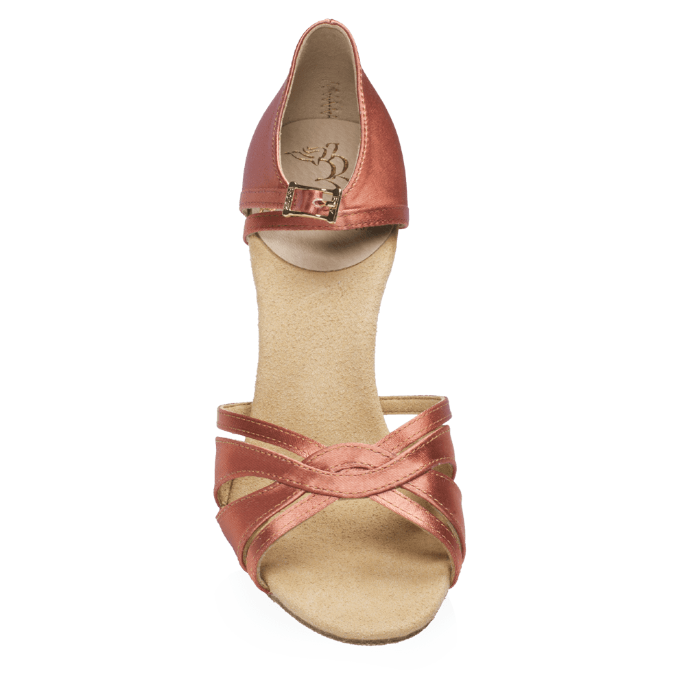 884-X Aura Xtra | Dark Tan Satin  | Latin Dance Shoes