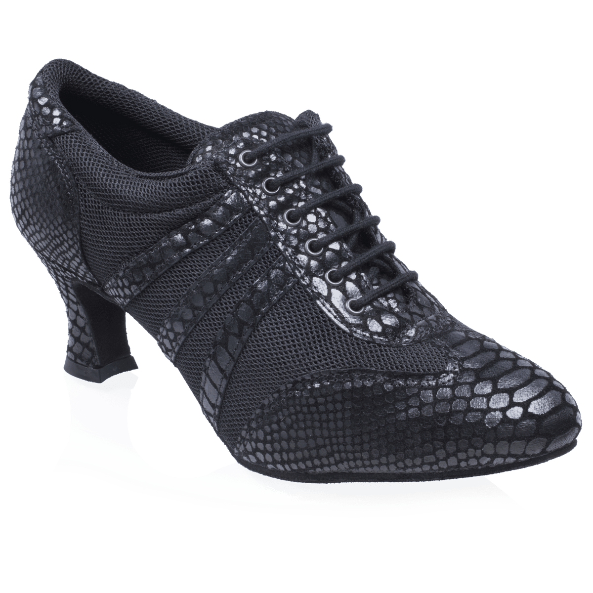418 Tiber | Black Croc Leather/Black Mesh