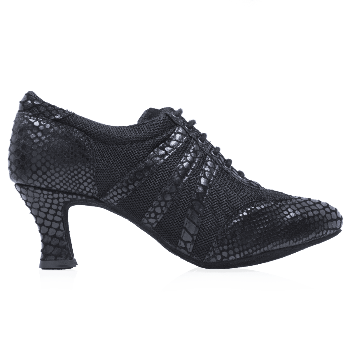 418 Tiber | Black Croc Leather/Black Mesh