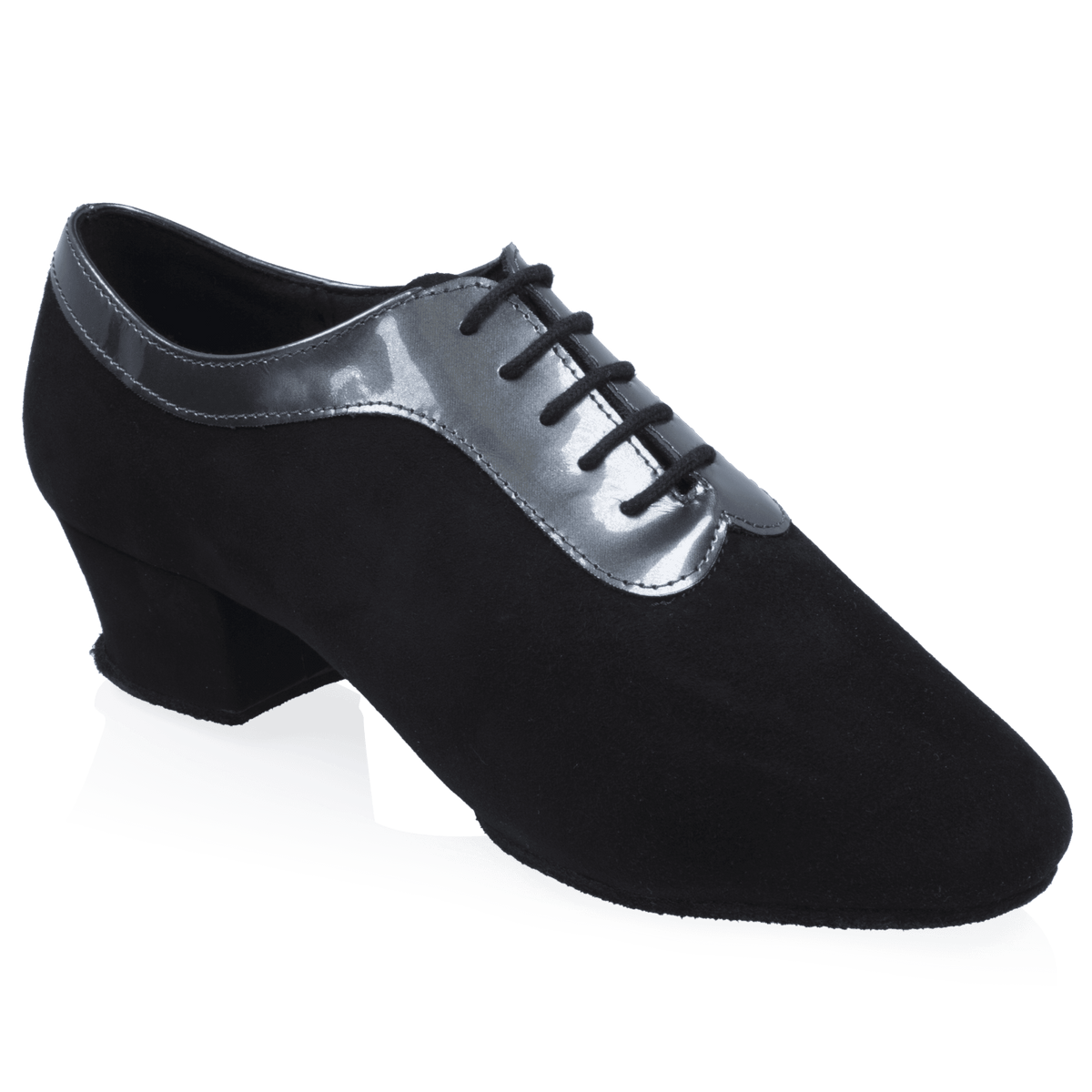 417 Solar | Black Nappa Suede Leather/ Silver Patent Collar
