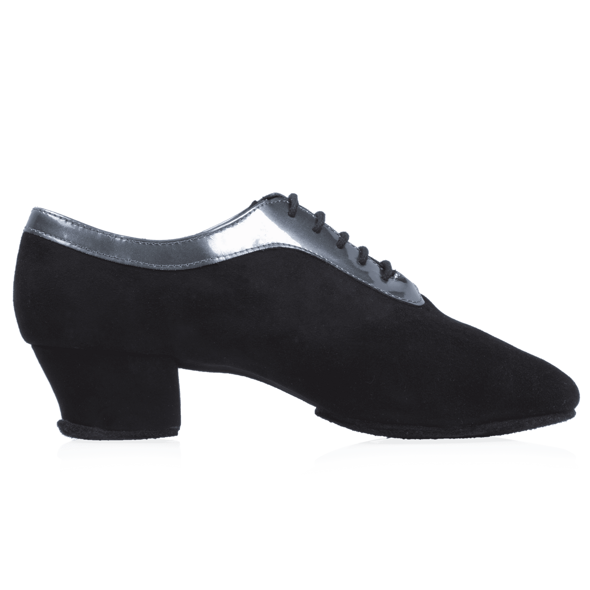 417 Solar | Black Nappa Suede Leather/ Silver Patent Collar