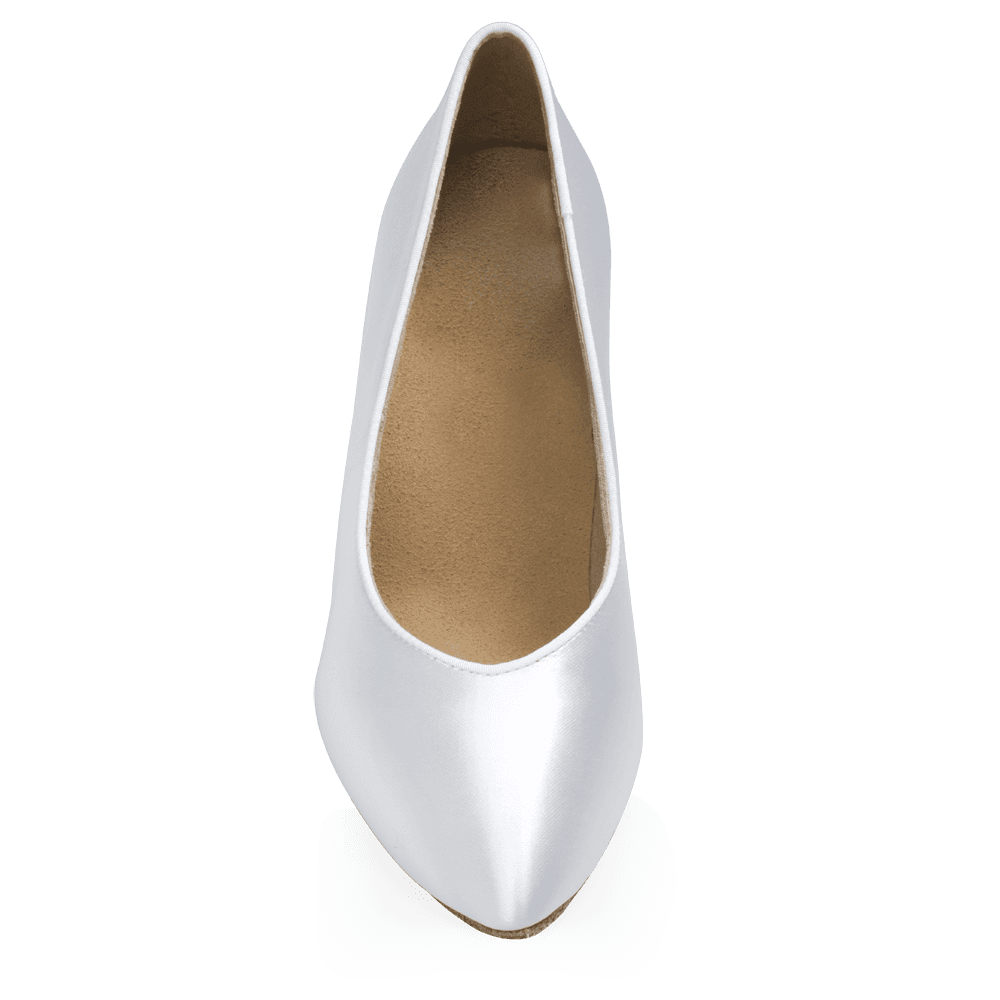 964A Claudia | White Satin | Standard Ballroom Pointed Toe Dance Shoes