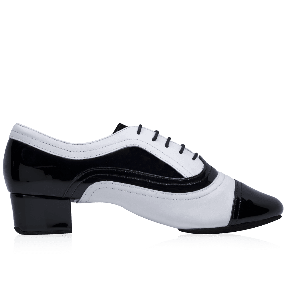 319 Rafael Black Patent & White Leather  | Salsa Dance Shoes