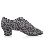 H460 Thunder | Grey/Black Leopard Print Leather | Men's Latin Dance Shoes