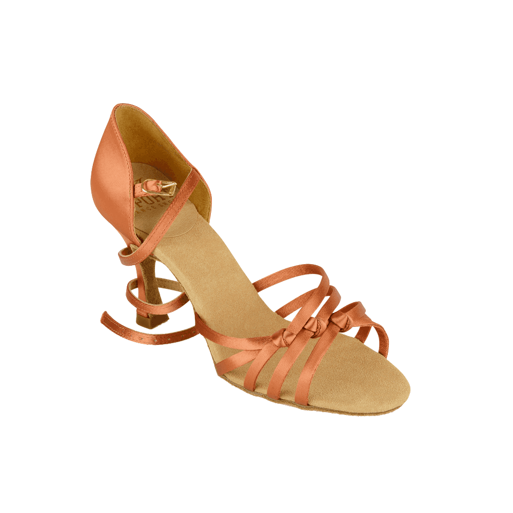 879-X Amazon Xtra | Dark Tan Satin | Ladies Latin Dance Shoes