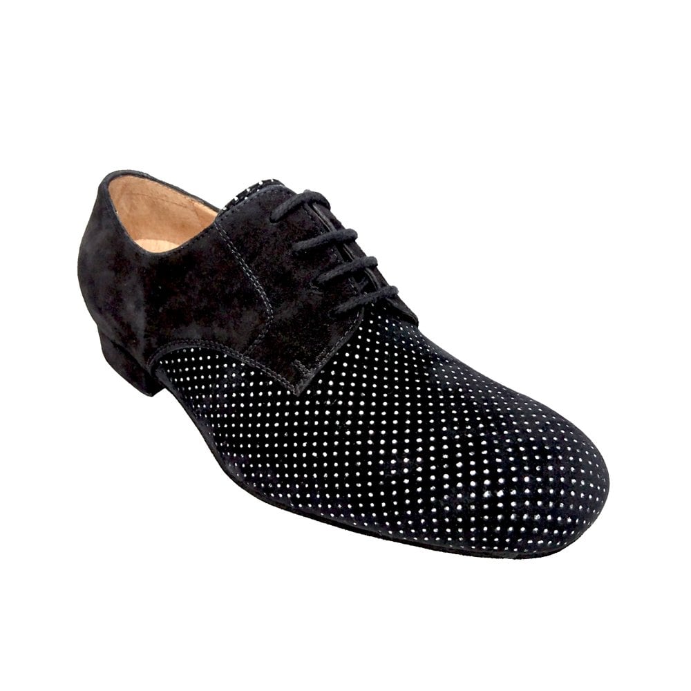 Ebony | Black Spangled Fabric/Black Suede
