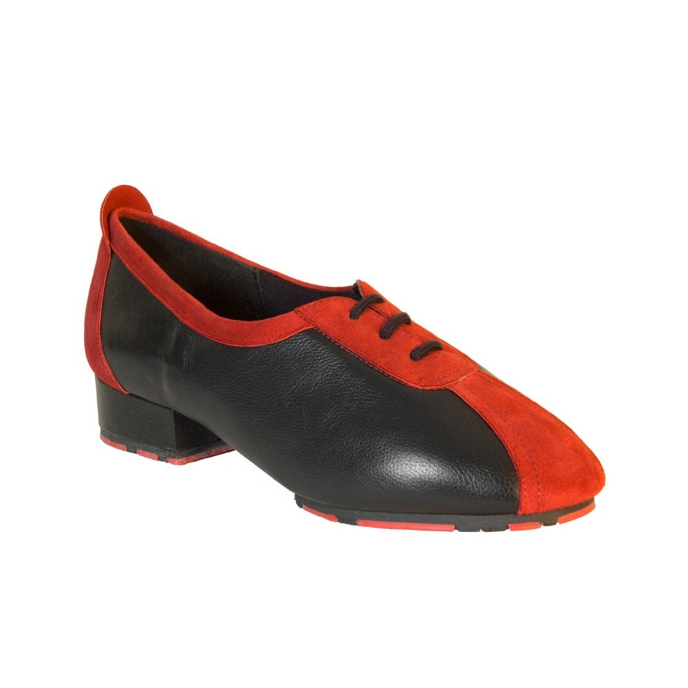 P111 Black Leather/Red Suede - Star Sole