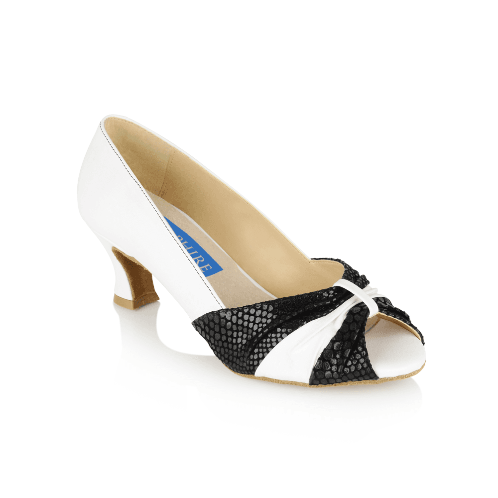 Rose - White Leather/Black Crocodile Print Leather