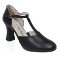 Rachel (Hook Buckle - Pyramid Rubber Sole) | Black Leather - Rachel – Black Leather Character Dance Shoe with Hook Buckle & Pyramid Rubber Sole