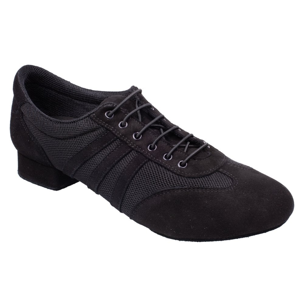 438 Virtuoso | Black Nappa Suede Leather/Black Mesh - Premium 1" Split Sole Ballroom, Latin & Salsa Practice Dance Shoe with Arch Support & Impact Heel
