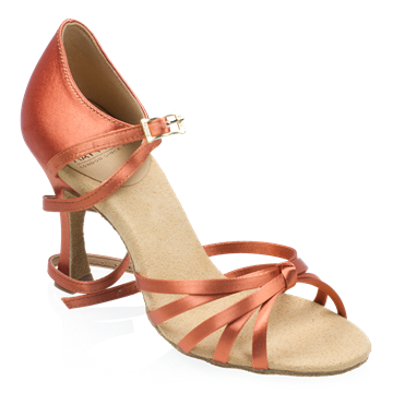Picture of 825-X Drizzle Xtra | Dark Tan Satin | Ladies Latin Dance Shoes