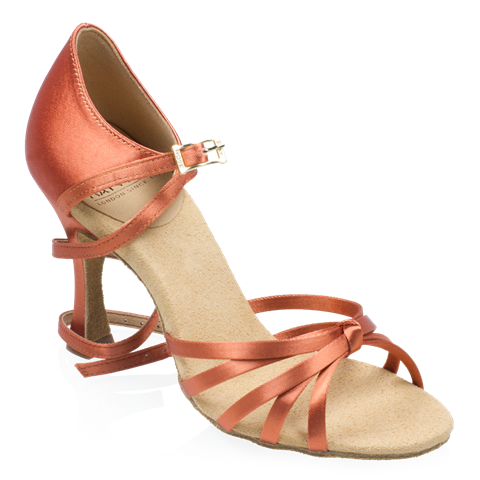 Picture of 825-X Drizzle Xtra | Dark Tan Satin | Ladies Latin Dance Shoes