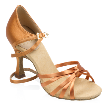 Obrazek 825-X Drizzle Xtra | Light Tan Satin | Ladies Latin Dance Shoes